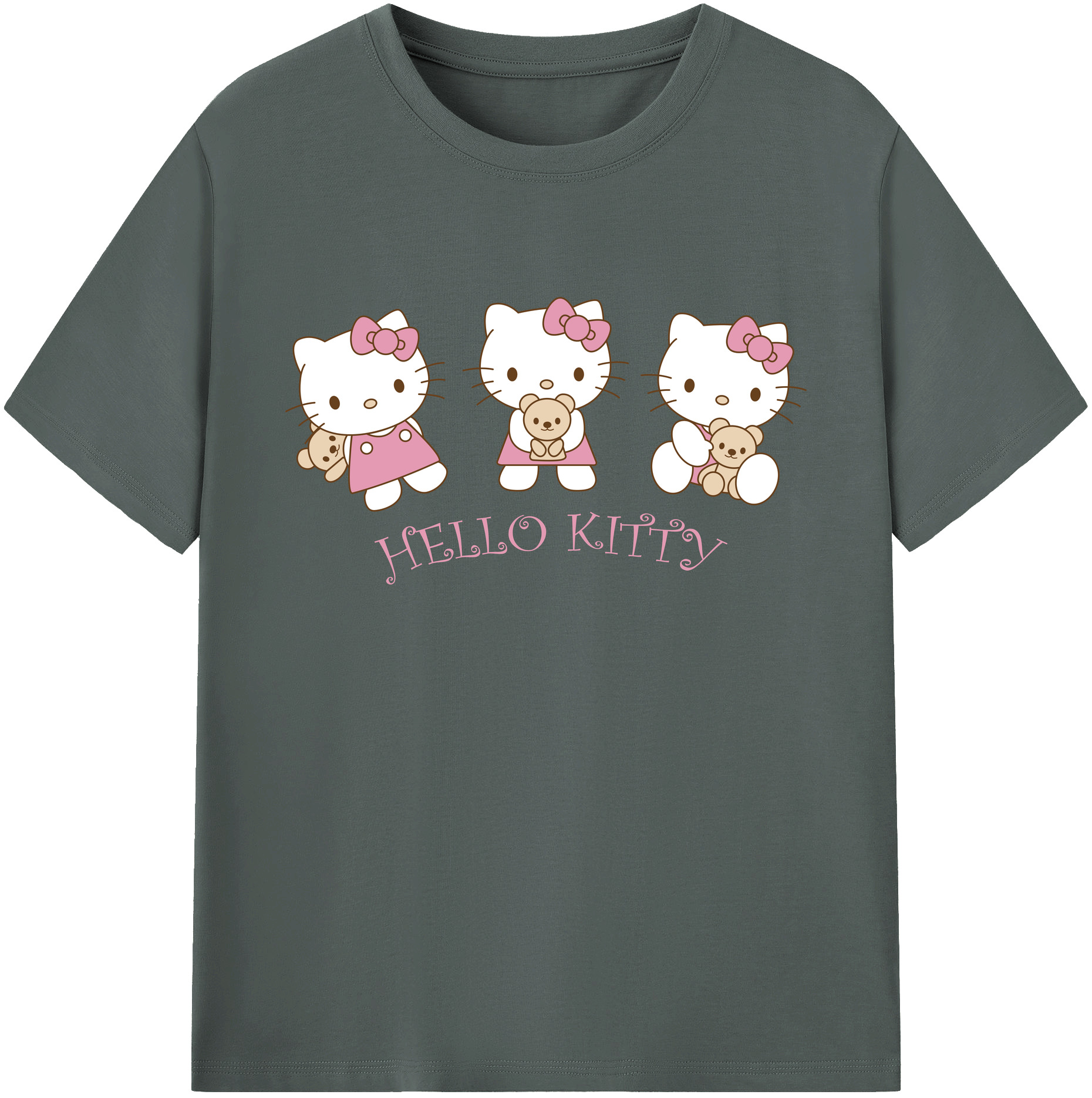 （画像用） Hello Kitty ハローキティ 綿100％ メンズ半袖Tシャツ｜肌触りやわらか＆通気性